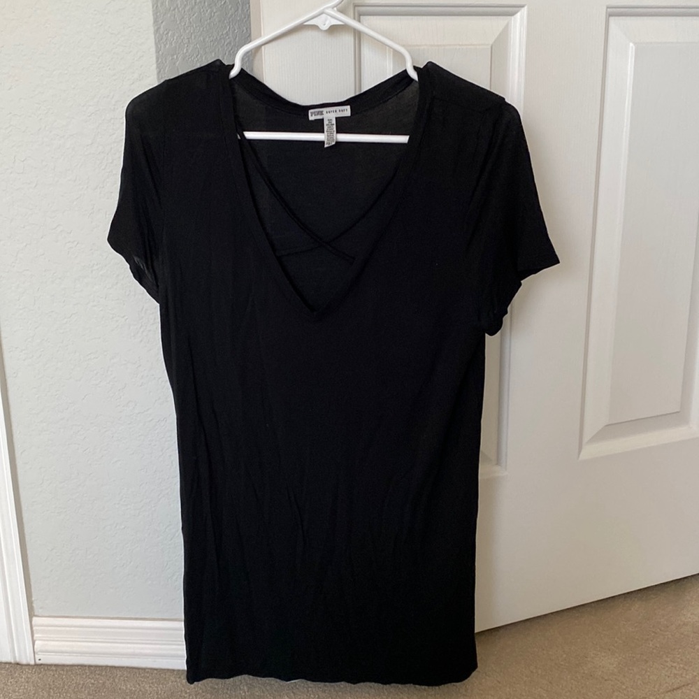 Black, Size Small, Short Sleeve, Cagged Front